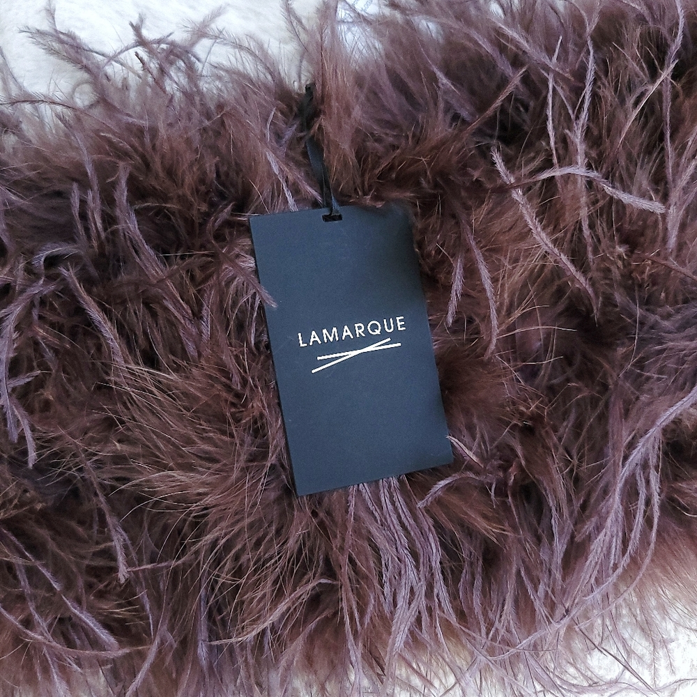 Lamarque Zaina Ostrich Feather Crop Bustier Top - Picture 5 of 14
